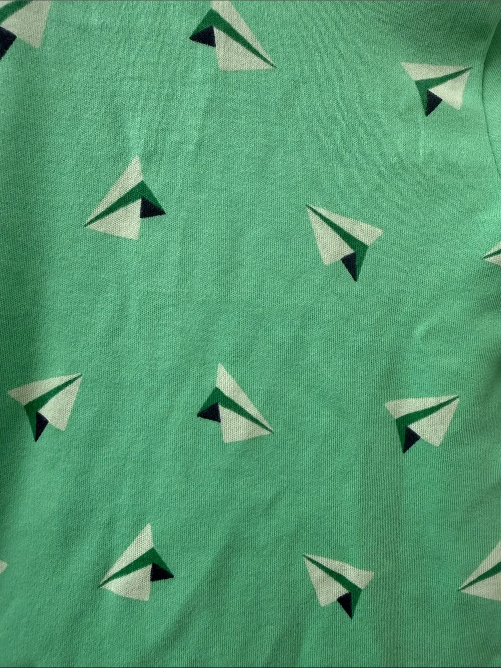 Primary Mint Green Paper Plane Footed One-Piece